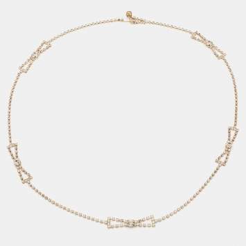 Pre Owned Valentino Gold Tone Crystal Bow Link Belt