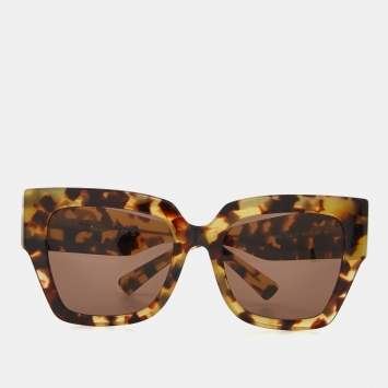 Pre Owned Valentino Havana Brown/Beige VA 4082 Oversized Square Sunglasses
