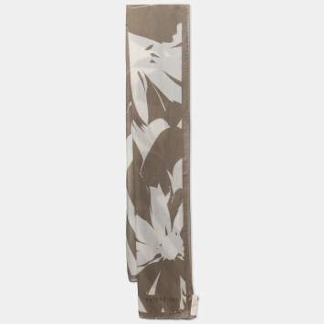 Pre Owned Valentino Olive Green Printed Silk Stole