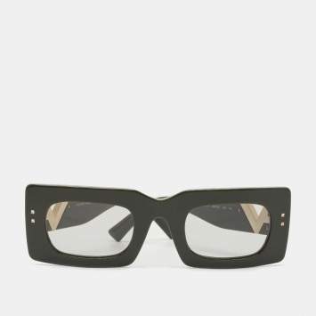 Pre Owned Valentino Green/Clear VA4094 Square Sunglasses