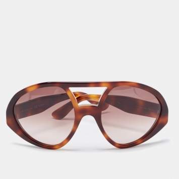 Pre Owned Valentino Brown Tortoise Gradient V708S Aviator Sunglasses