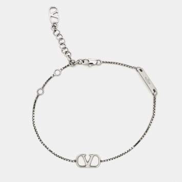 Pre Owned Valentino VLogo Silver Tone Bracelet
