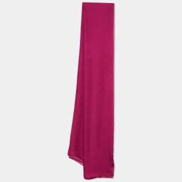 Pre Owned Valentino Dark Pink Vlogo Silk Chiffon Scarf