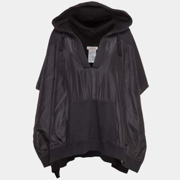 Pre Owned Valentino Black Jersey and Washed Taffetas Cape Sweatshirt L