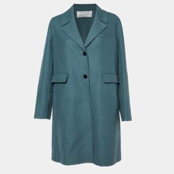 Pre Owned Valentino Sage Green Wool Mid Length Coat M