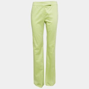 Pre Owned Valentino Green Cotton Straight Leg Trousers S