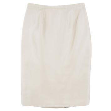 Pre Owned Valentino Beige Silk Pencil Skirt M