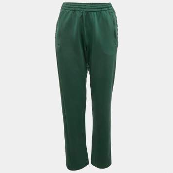 Pre Owned Valentino Green Jersey Studded Jogger Pants M