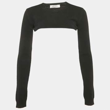 مملوكة مسبقًا Valentino Black Cashmere Knit Crop Sweater S