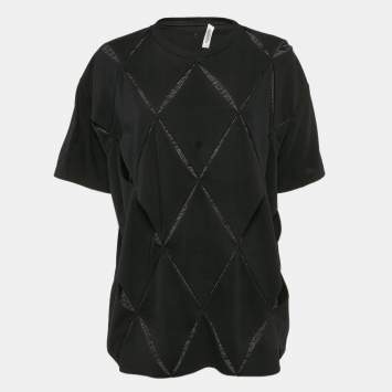 Pre Owned Valentino Black Cut-Out Jersey Crew Neck T-Shirt L
