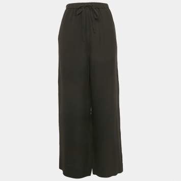 Pre Owned Valentino Black Crepe Wide Leg Trousers M
