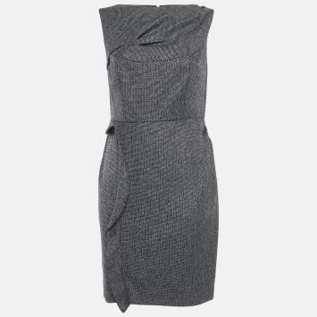 Pre Owned Valentino Black Wool Blend Sleeveless Short Dress M