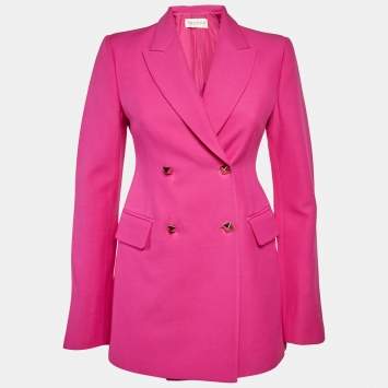Pre Owned Valentino Pink Wool Rockstud Single Breasted Blazer S