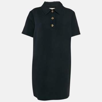 Pre Owned Valentino Navy Blue Wool Blend Polo Collar Mini Dress XL
