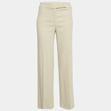 Pre Owned Valentino Beige Crepe Straight Leg Trousers M