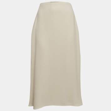 Valentino Cream Silk Midi Skirt M