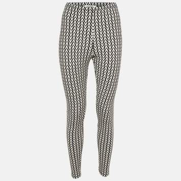 Pre Owned Valentino Monochrome V-Logo Jersey Leggings M