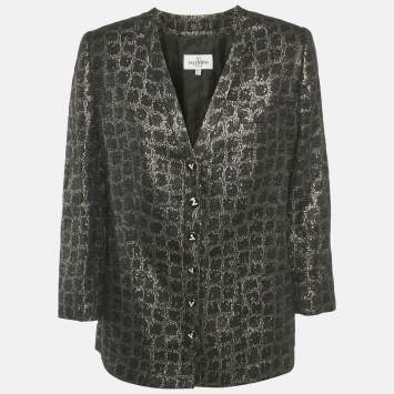 Valentino Vintage Black/Gold Brocade Jacket L