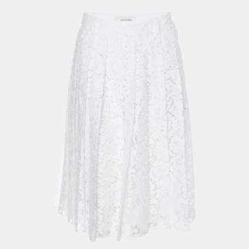 Valentino White Floral Lace Skirt S