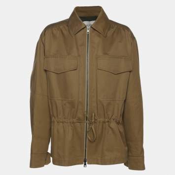 Pre Owned Valentino Khaki Cotton Sequin Embellished Jacket S