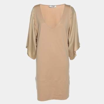 Pre Owned Valentino Beige Knit Silk Top M