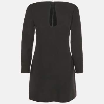 Pre Owned Valentino Black Crepe Keyhole Neck Detail Mini Dress S