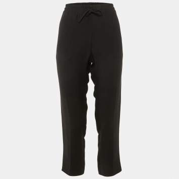Pre Owned Valentino Black Silk Drawstring Trousers S 