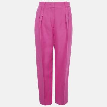 مملوكة مسبقًا Valentino Pink Wool Pleated Trousers S
