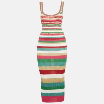 Pre Owned Valentino Multicolor Lurex Rib Knit Maxi Dress S