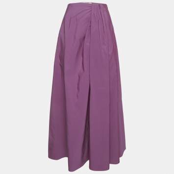 Pre Owned Valentino Purple Cotton Blend Flared Maxi Skirt XS