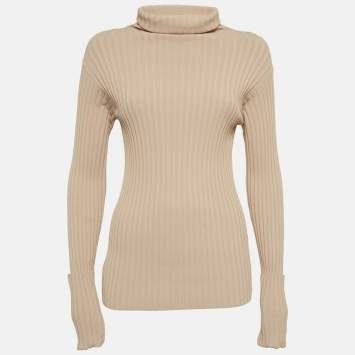 Pre Owned Valentino Beige Knitted Turtleneck Knitwear M