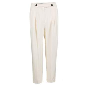 Pre Owned Valentino Cream Silk High Waist Wide Leg Trousers S