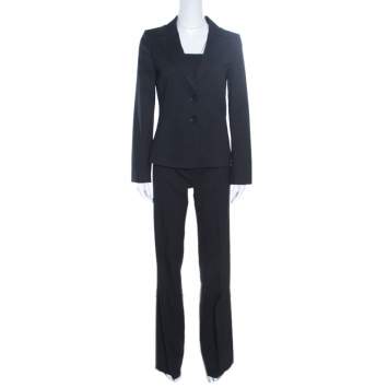 Pre Owned Valentino Black Wool Tailored Pant Suit S