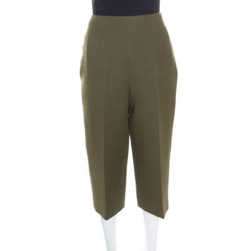 Pre Owned Valentino Olive Green Wool and Silk Culottes S