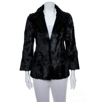 Pre Owned Valentino Vintage Black Dankalia Kid Goat Fur Jacket M