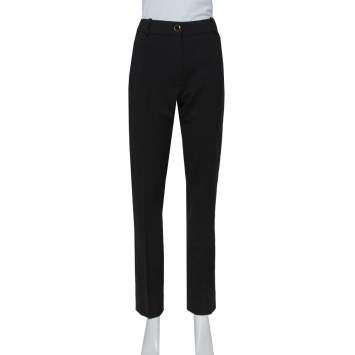 Pre Owned Valentino Black Stretch Wool Tapered Leg Pants M