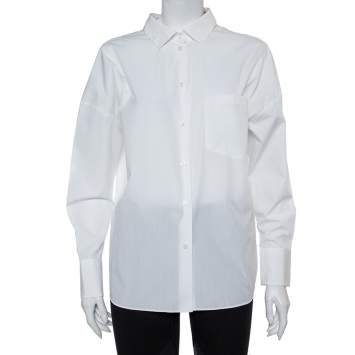 Pre Owned Valentino White Cotton Back Tie Detail Button Front Shirt S