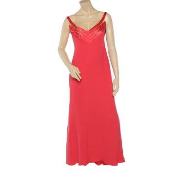 Pre Owned Valentino Pink Silk Crepe Sleeveless Maxi Dress L