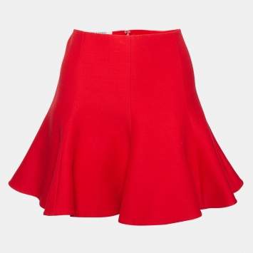 Pre Owned Valentino Red Wool Short Skirt M