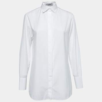 Pre Owned Valentino White Cotton Button Front Long Sleeve Shirt S