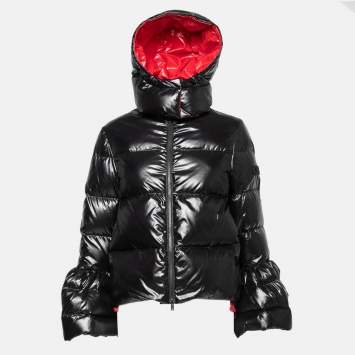 Pre Owned Valentino Black Synthetic Duvet Couture Padded Hooded Jacket L