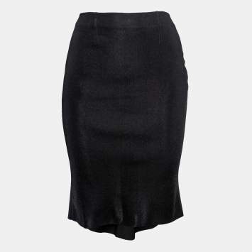 Pre Owned Valentino Black Knit Pencil Skirt S