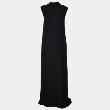 Pre Owned Valentino Black Silk Contrast Detail Sleeveless Maxi Dress M