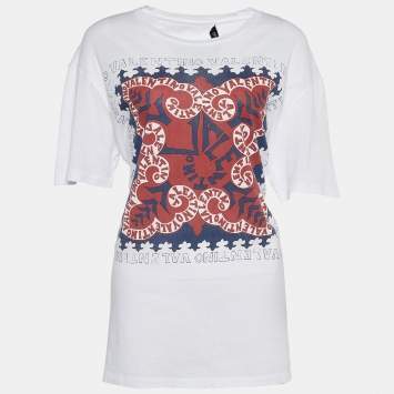 Pre Owned Valentino White Jersey Logo Print T-Shirt S