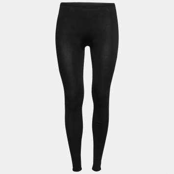 Pre Owned Valentino Black Stretch Jersey Leggings M