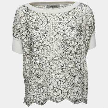 Pre Owned Valentino White Lace Top M