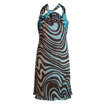 Pre Owned Valentino Multicolor Printed Silk Halter Dress M