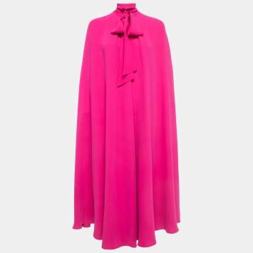 Pre Owned Valentino Pink Silk Knot Detail Long Cape M