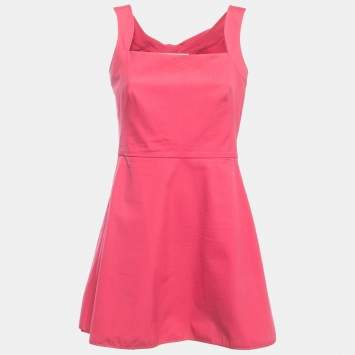Pre Owned Valentino Techno Couture Pink Cotton Bow Detailed Sleeveless Mini Dress M 