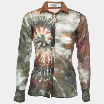 Pre Owned Valentino Multicolor Tie-Dye Print Cotton Buttoned Full Sleeve Shirt S